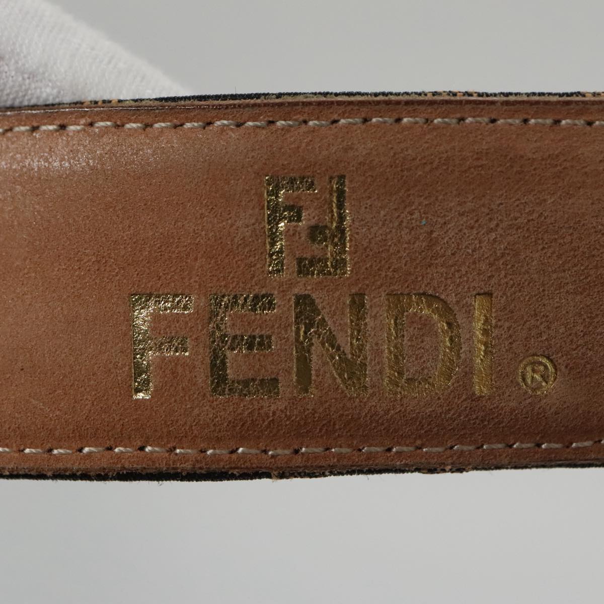 FENDI Zucca Canvas Belt 32.3""-36.2"" Brown Auth yk16363