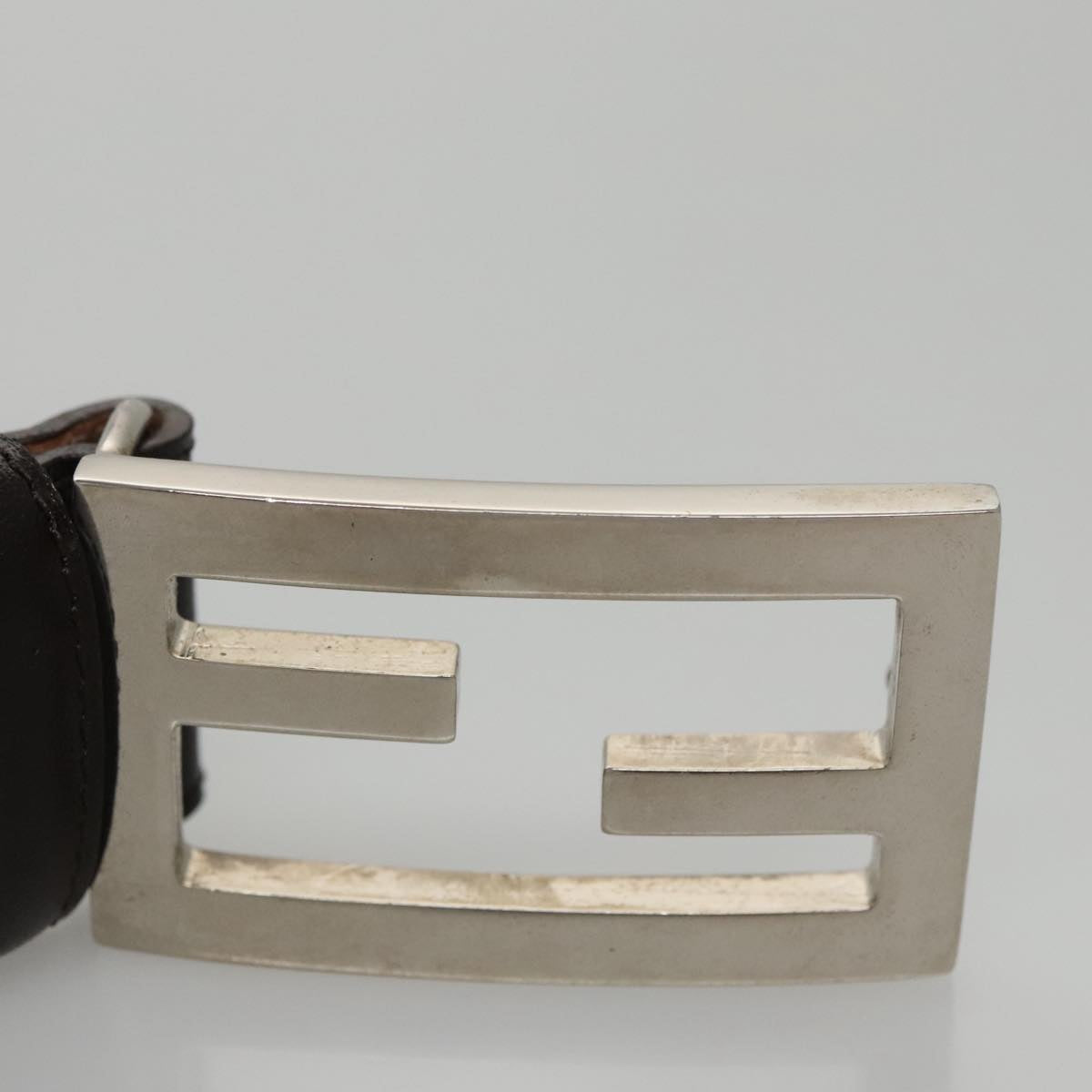 FENDI Zucca Canvas Belt 32.3""-36.2"" Brown Auth yk16363