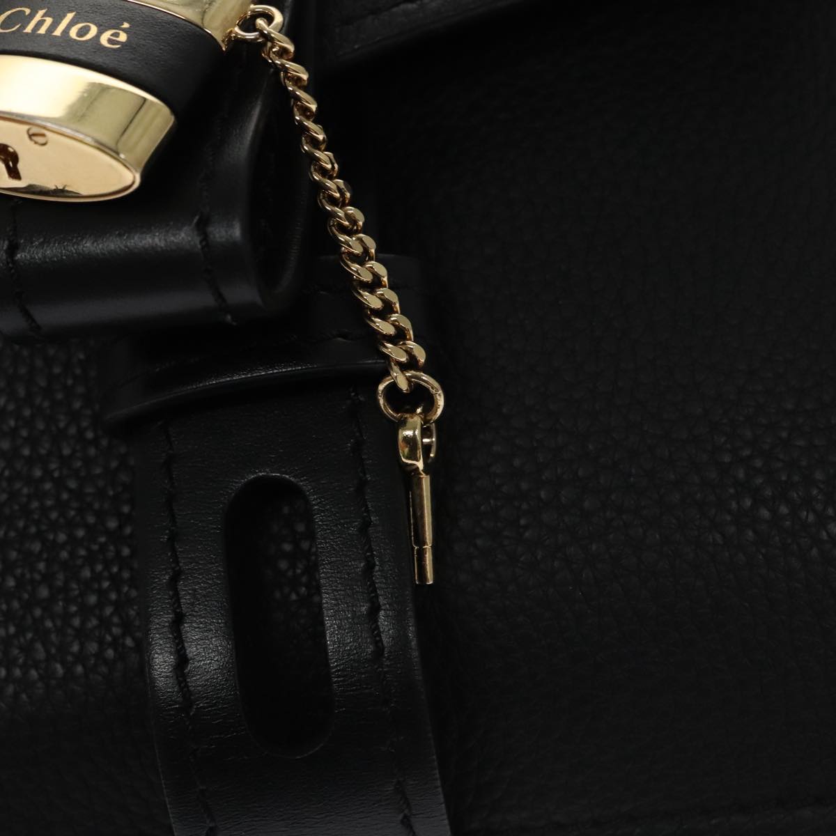 Chloe Small Day Abbey Hand Bag Leather 2way Black Auth yk16365AV