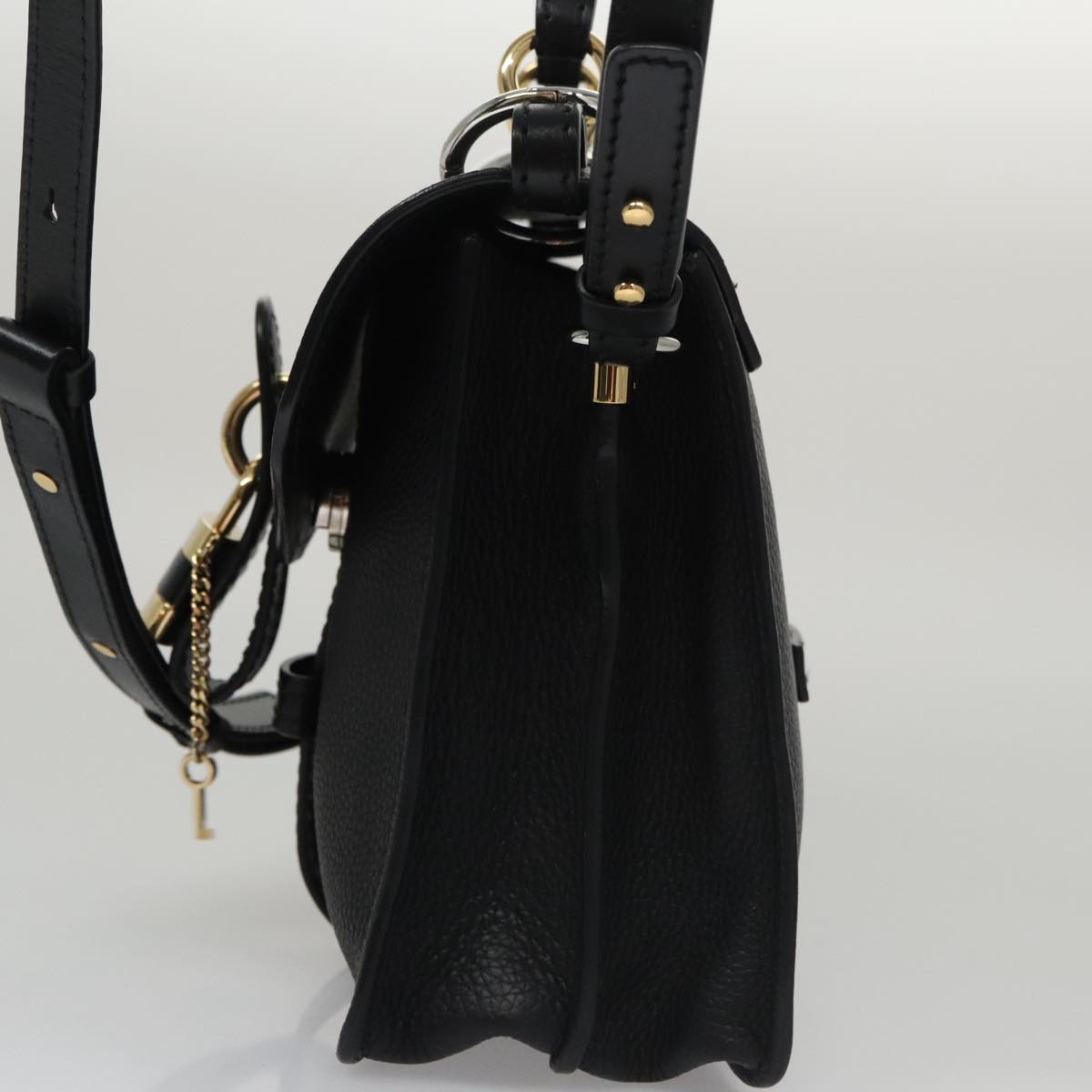 Chloe Small Day Abbey Hand Bag Leather 2way Black Auth yk16365AV
