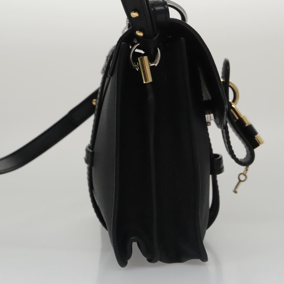 Chloe Small Day Abbey Hand Bag Leather 2way Black Auth yk16365AV