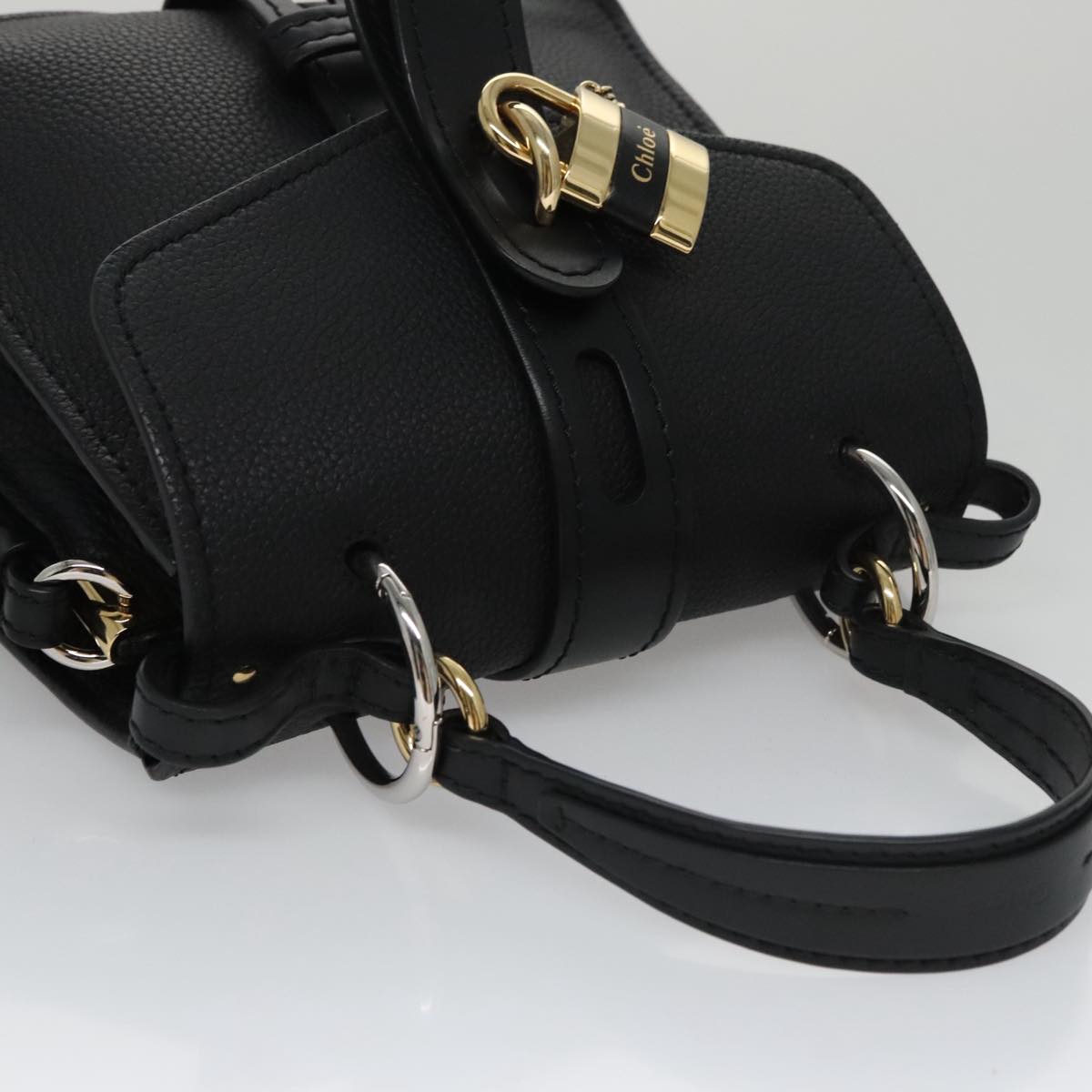 Chloe Small Day Abbey Hand Bag Leather 2way Black Auth yk16365AV