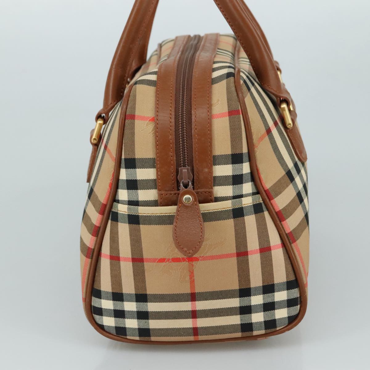 Burberrys Nova Check Hand Bag Canvas Beige Auth yk16410