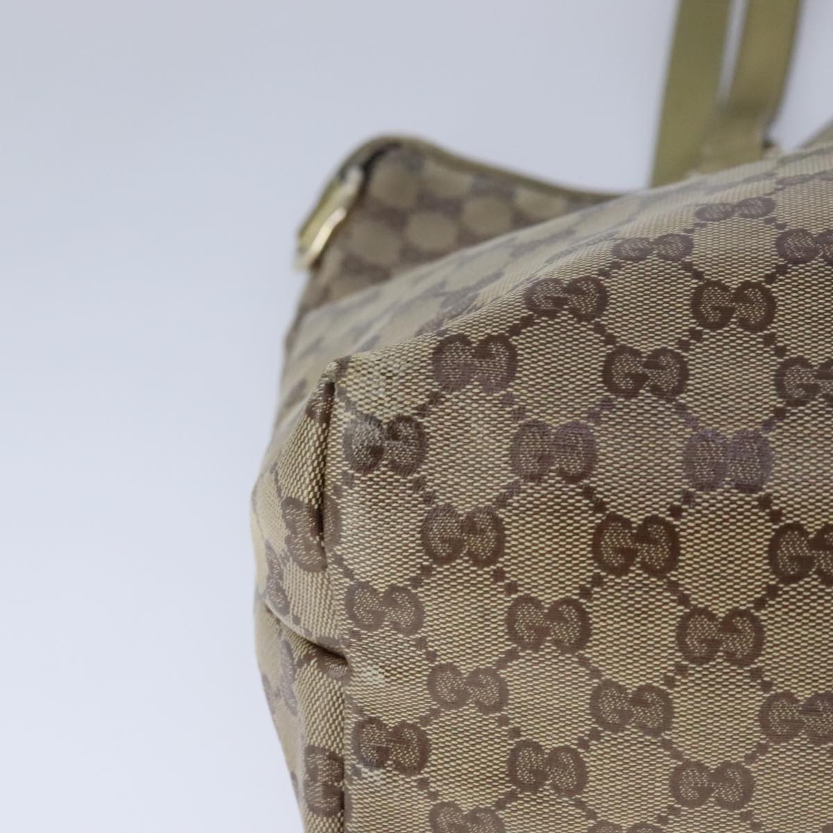 GUCCI GG Crystal Tote Bag Coated Canvas Beige Gold Auth yk16444