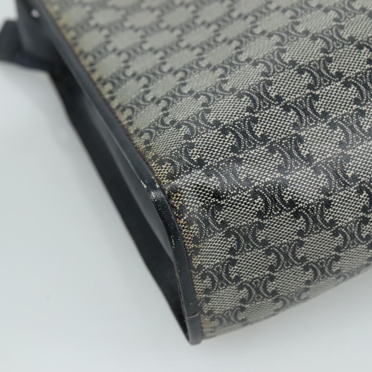 CELINE Macadam Canvas Shoulder Bag Coated Canvas Navy Auth yk16460