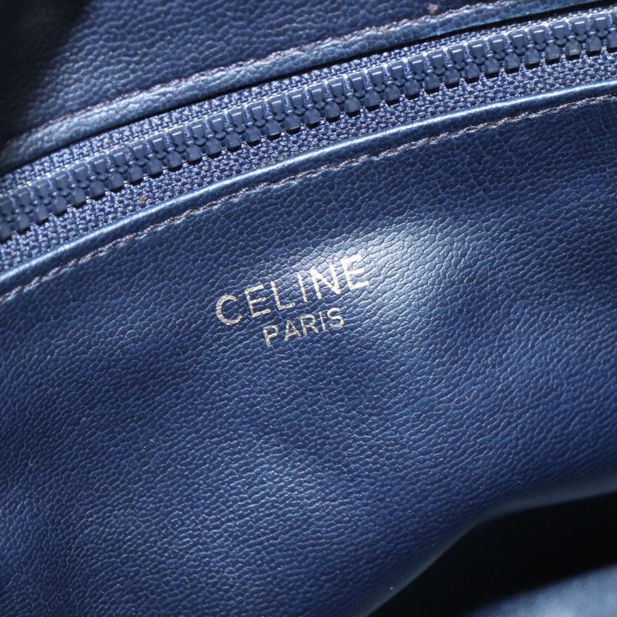 CELINE Macadam Canvas Shoulder Bag Coated Canvas Navy Auth yk16460