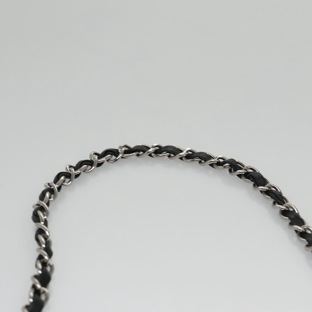 CHANEL Chain Camelia Shoulder Bag Velor Leather Black Silver CC Auth yk16500