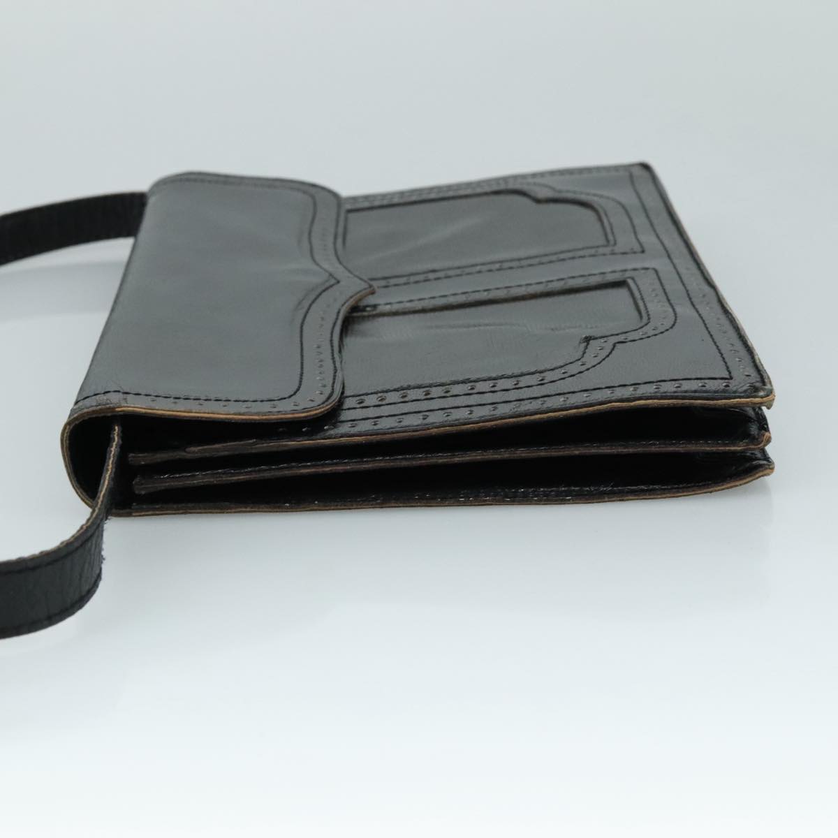 SAINT LAURENT Shoulder Bag Leather Black Auth yk16514