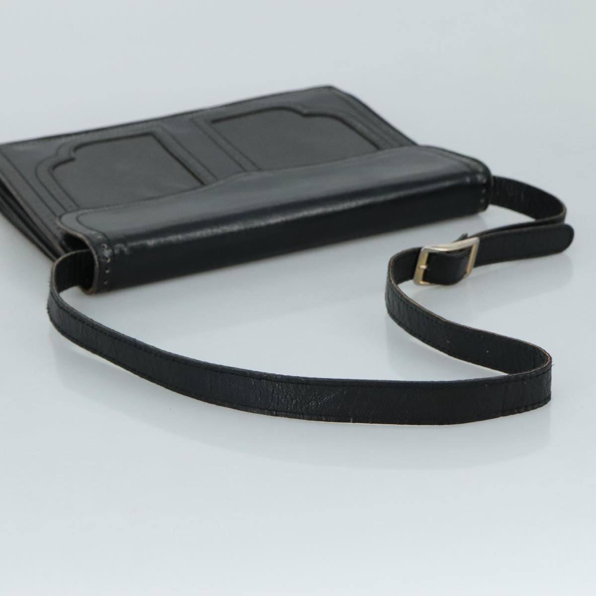 SAINT LAURENT Shoulder Bag Leather Black Auth yk16514