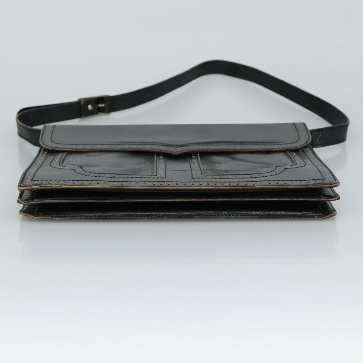 SAINT LAURENT Shoulder Bag Leather Black Auth yk16514