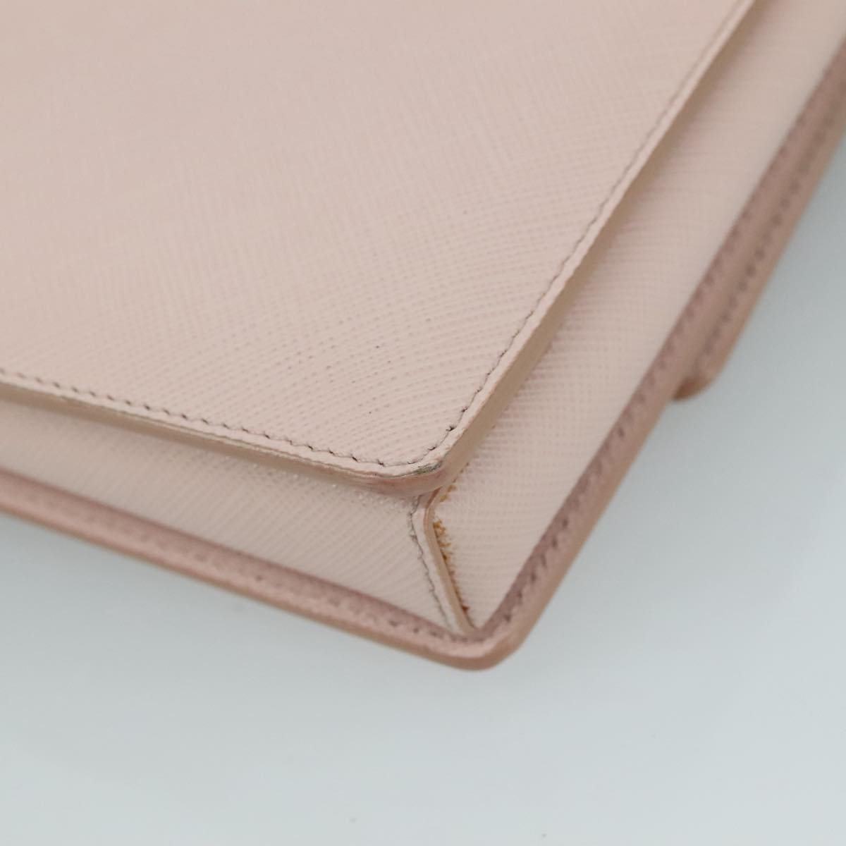 Salvatore Ferragamo Chain Shoulder Bag Leather Pink Gold Auth yk16515