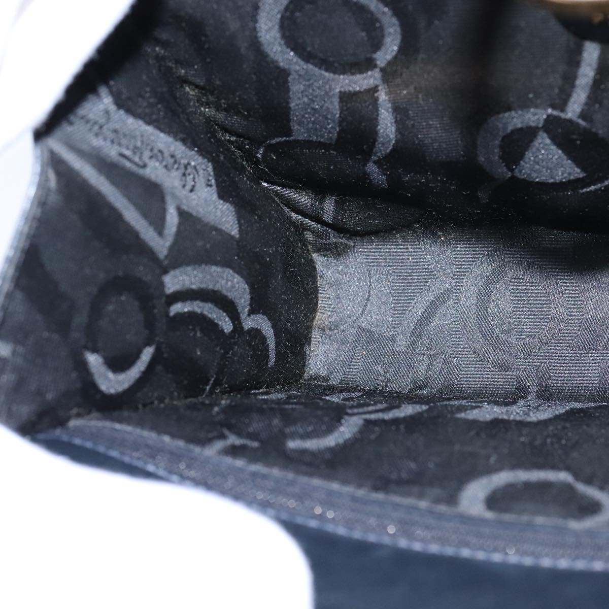 Salvatore Ferragamo Gancini Shoulder Bag Leather Black Gold Auth yk16533