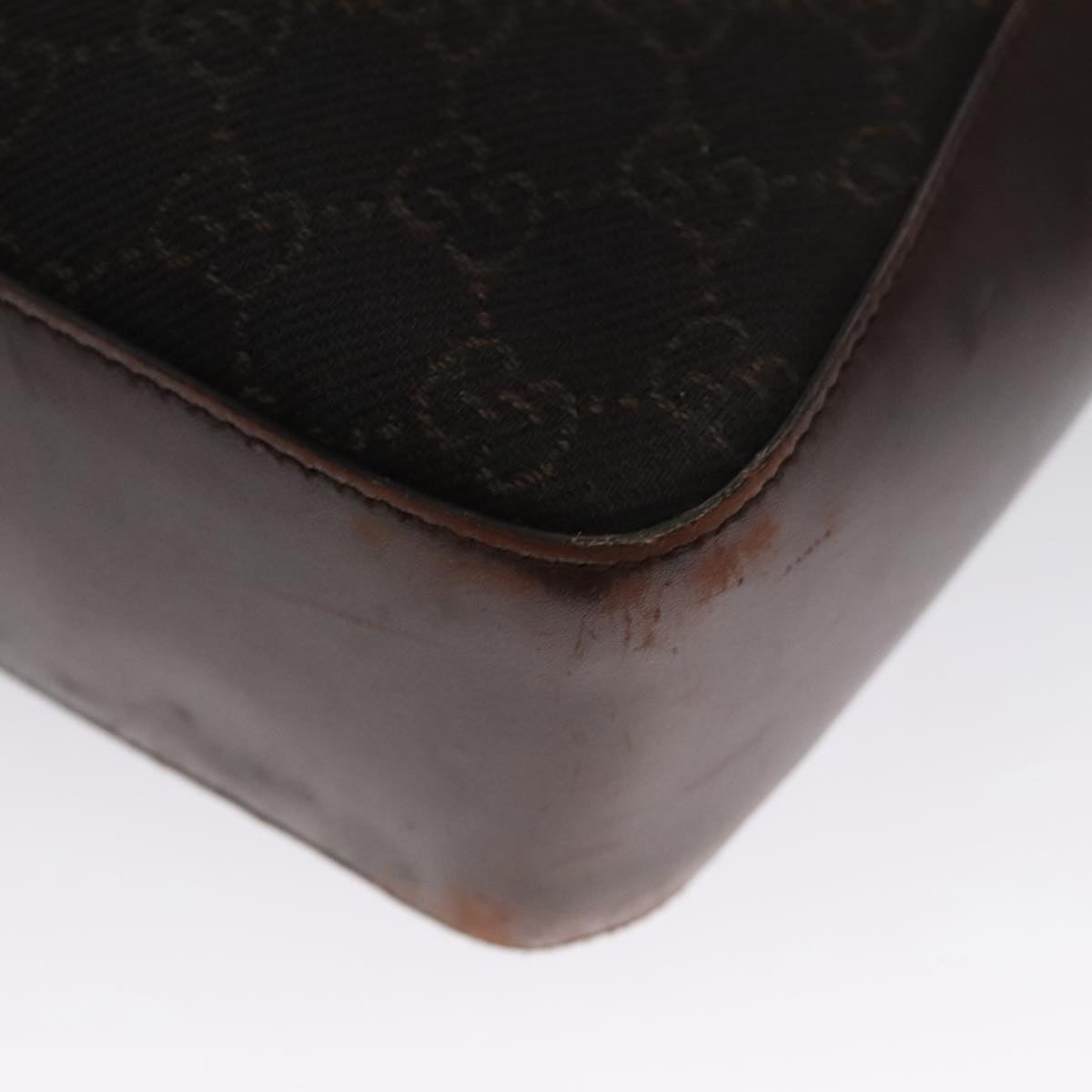 GUCCI GG Canvas Shoulder Bag Dark Brown Silver 73982 Auth yk16571