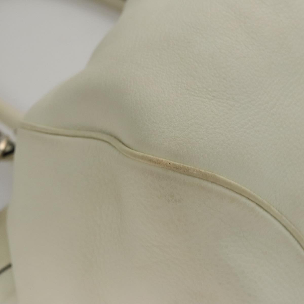 Salvatore Ferragamo Gancini Hand Bag Leather White Silver Auth yk16589