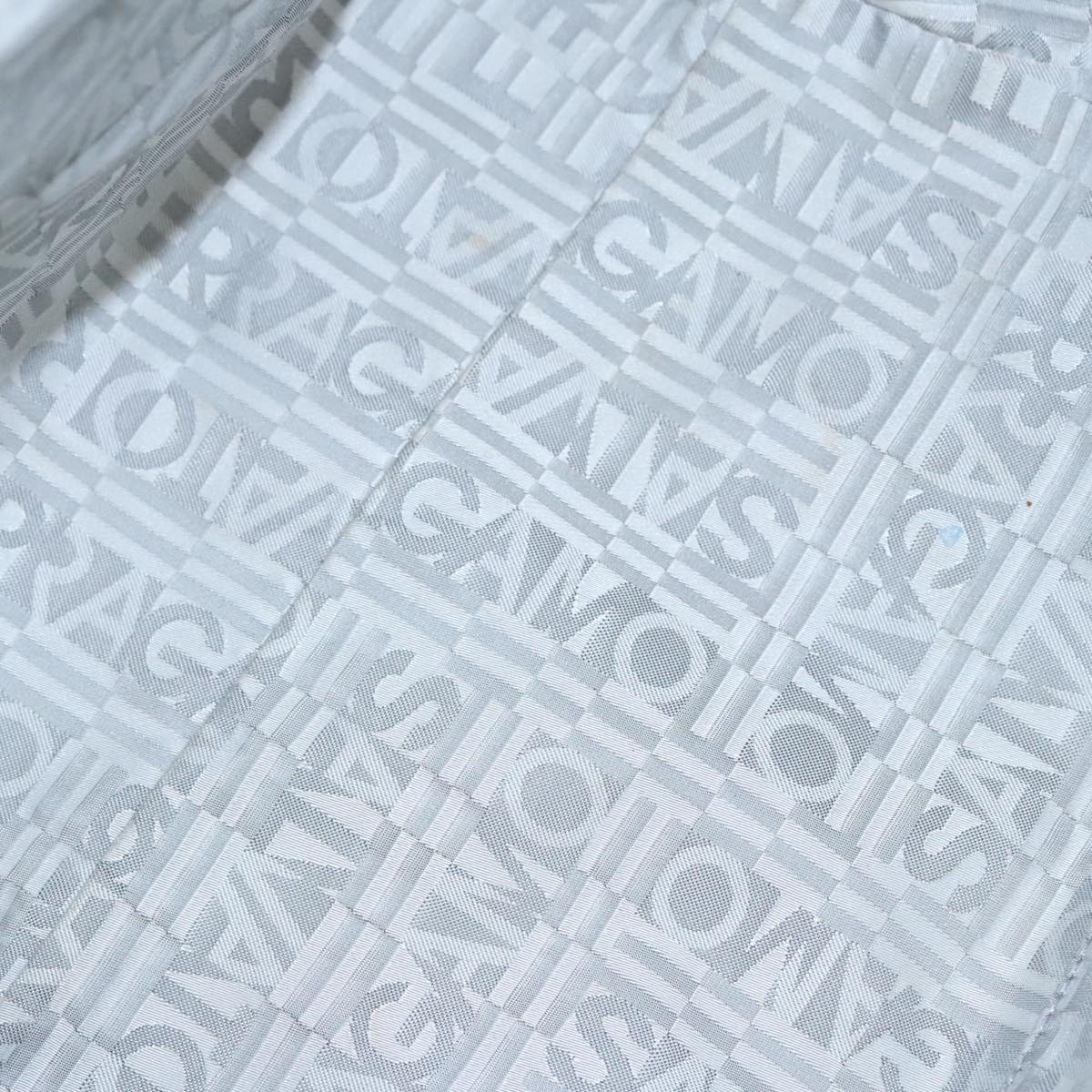 Salvatore Ferragamo Gancini Hand Bag Leather White Silver Auth yk16589