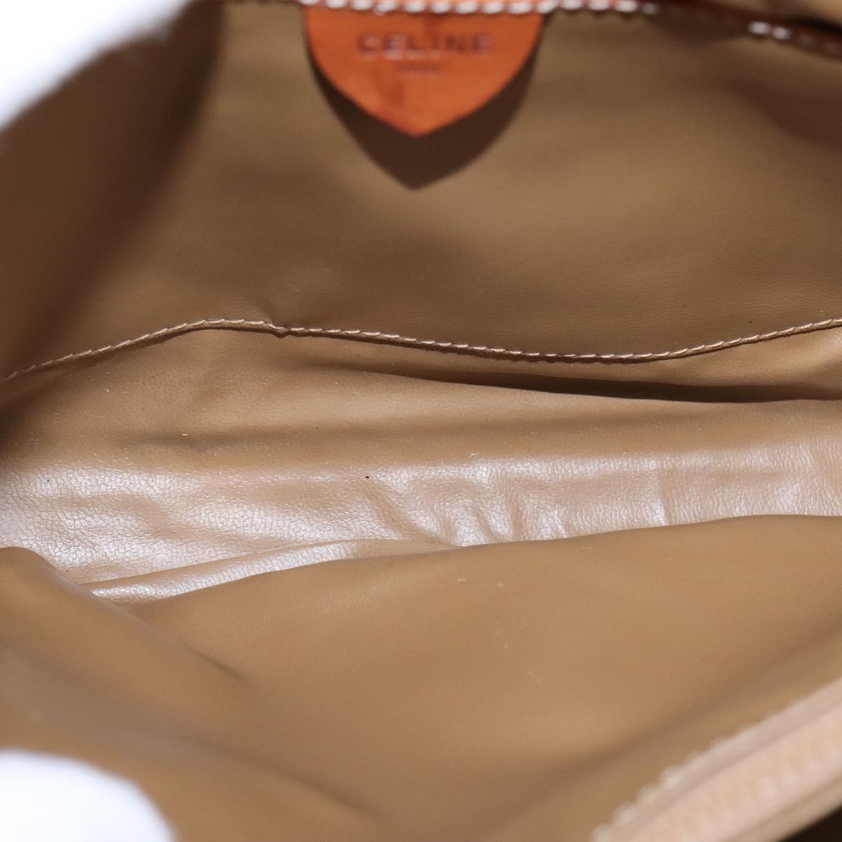 CELINE Macadam Canvas Shoulder Bag PVC Leather Brown Gold Auth yk16625