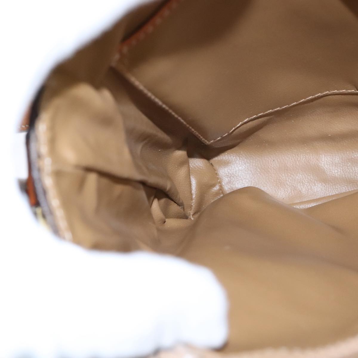 CELINE Macadam Canvas Shoulder Bag PVC Leather Brown Gold Auth yk16625