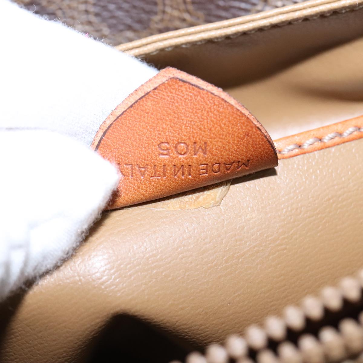 CELINE Macadam Canvas Shoulder Bag PVC Leather Brown Gold Auth yk16625