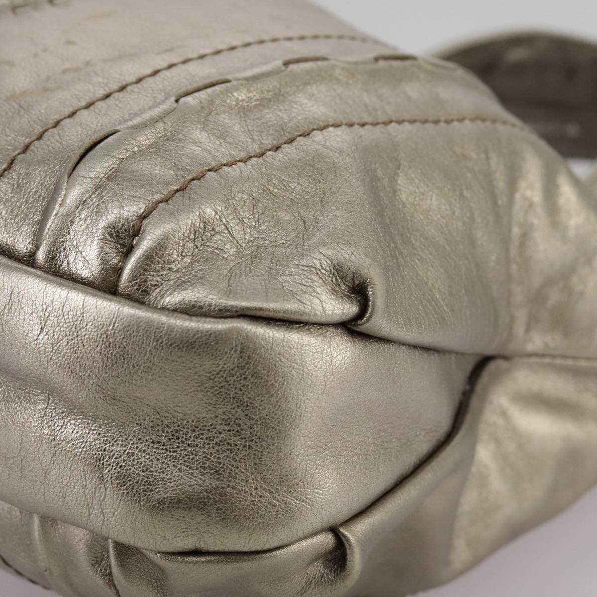 Salvatore Ferragamo Gancini Hand Bag Leather Gold Tone Auth yk16674