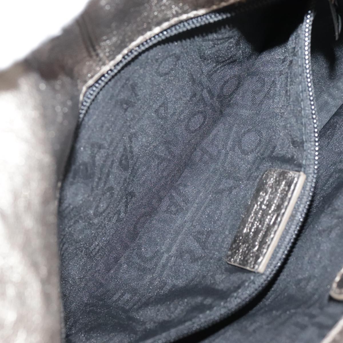 Salvatore Ferragamo Gancini Hand Bag Leather Gold Tone Auth yk16674