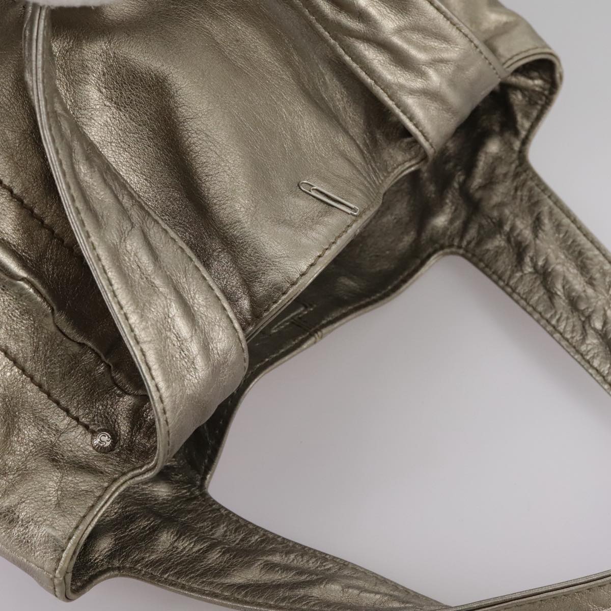 Salvatore Ferragamo Gancini Hand Bag Leather Gold Tone Auth yk16674