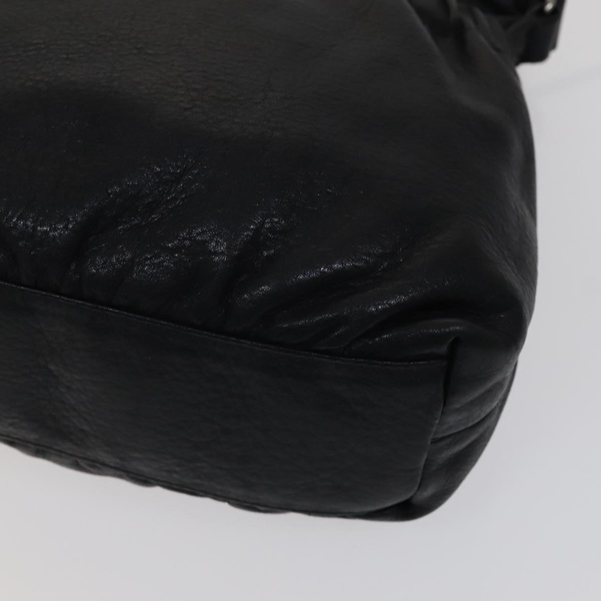 BURBERRY Shoulder Bag Leather Black Auth yk16686