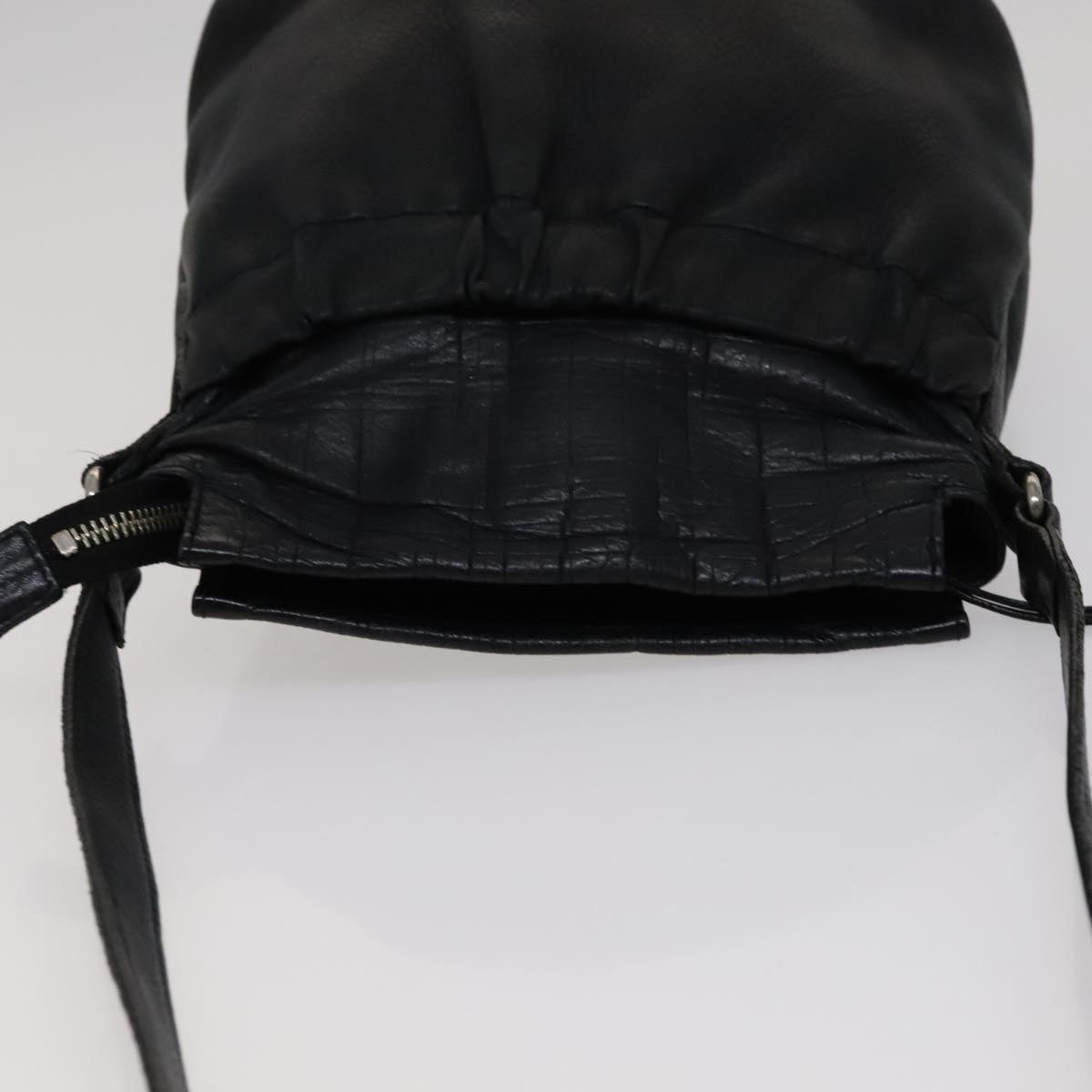 BURBERRY Shoulder Bag Leather Black Auth yk16686