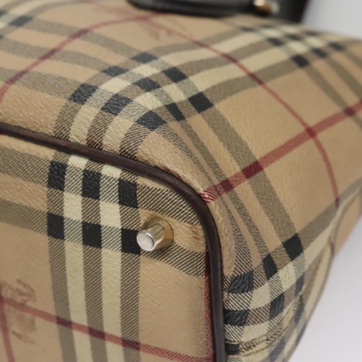 BURBERRY Nova Check Tote Bag PVC Leather Beige Auth yk16711