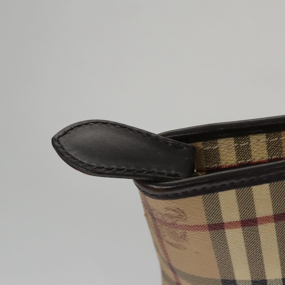 BURBERRY Nova Check Tote Bag PVC Leather Beige Auth yk16711