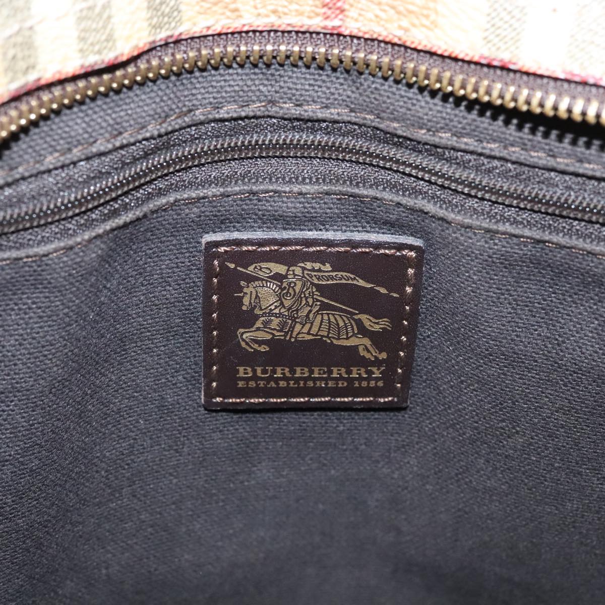 BURBERRY Nova Check Tote Bag PVC Leather Beige Auth yk16711