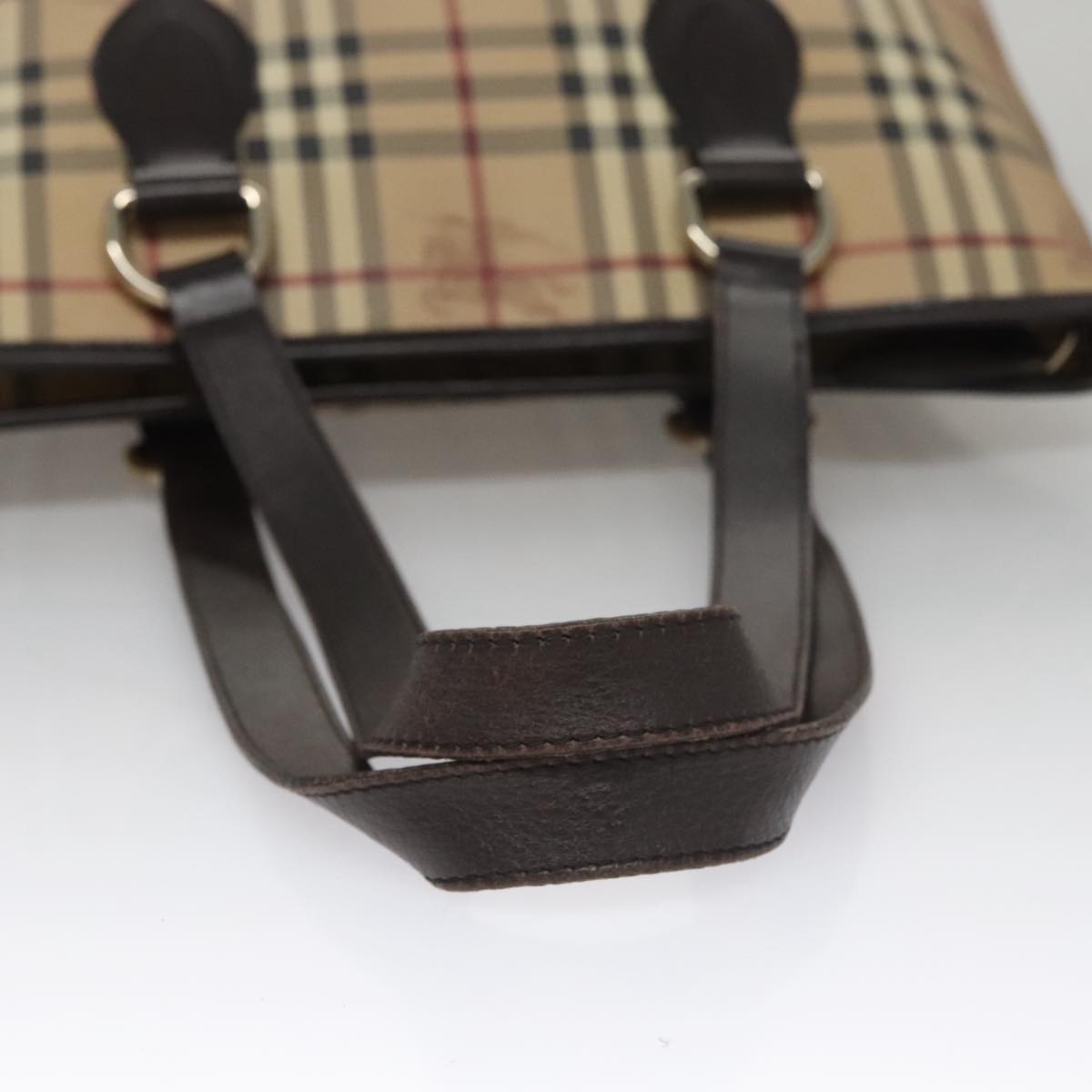 BURBERRY Nova Check Tote Bag PVC Leather Beige Auth yk16711