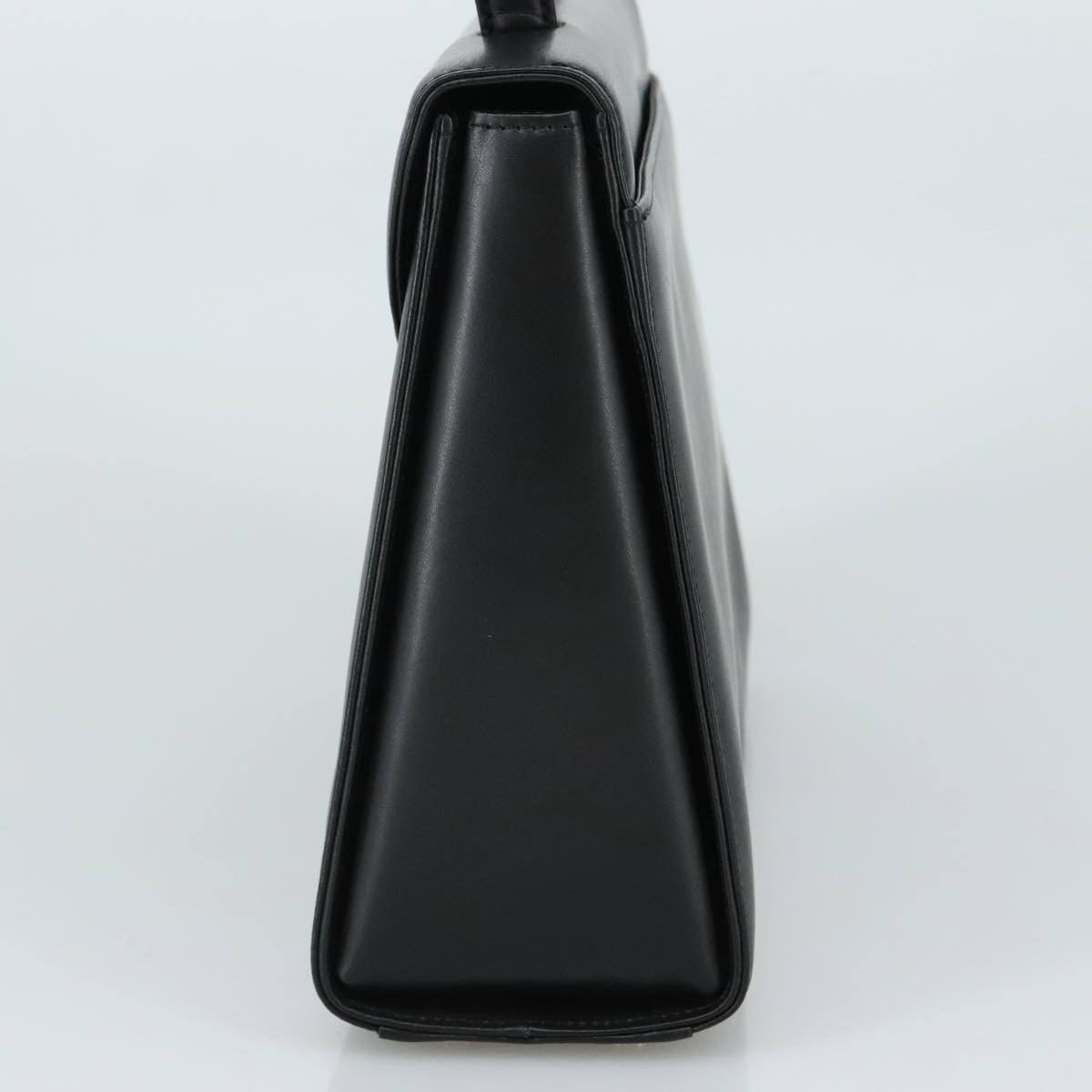 GIVENCHY Hand Bag Leather Black Gold Auth yk16736