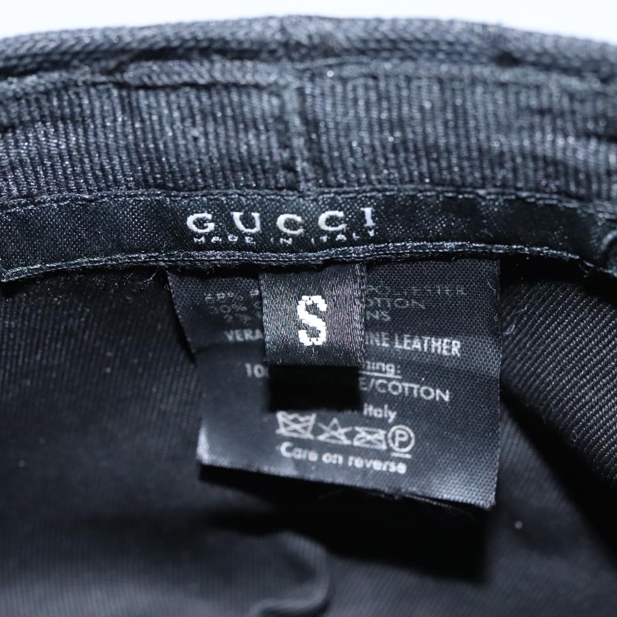 GUCCI GG Canvas Hunting Cap Hat S Black Auth yk16802V