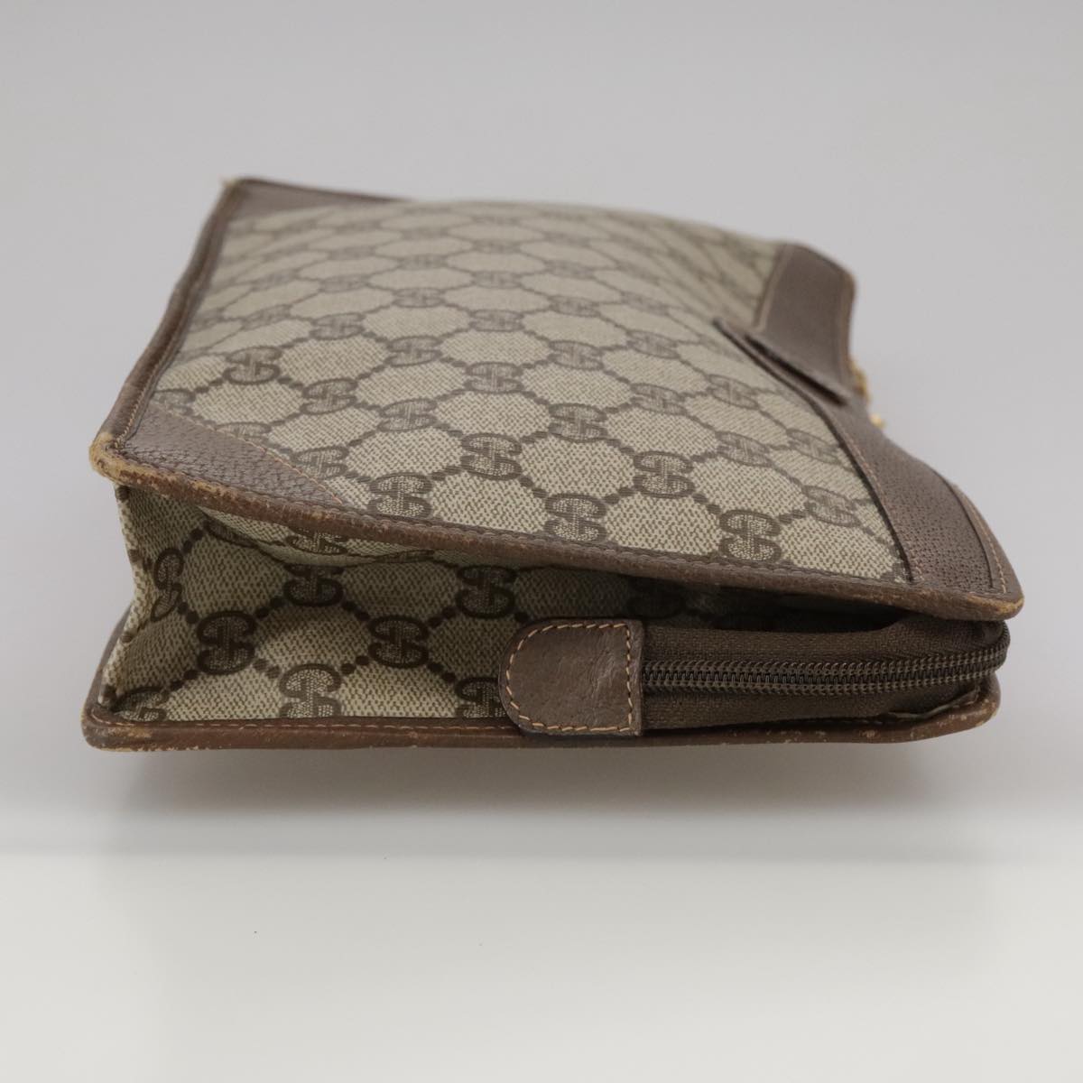 GUCCI GG Supreme Clutch Bag PVC Beige Auth yk16830
