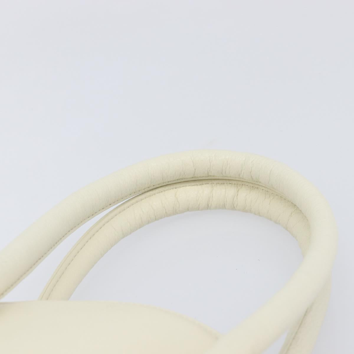 SAINT LAURENT Hand Bag Leather White Auth yk16838
