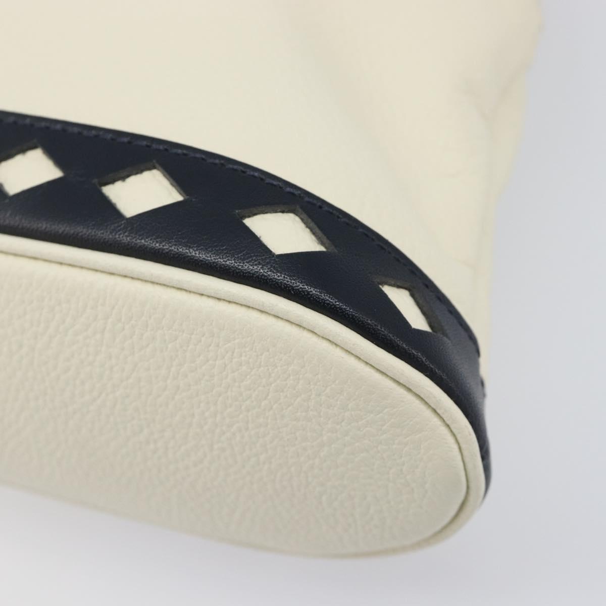 SAINT LAURENT Hand Bag Leather White Auth yk16838