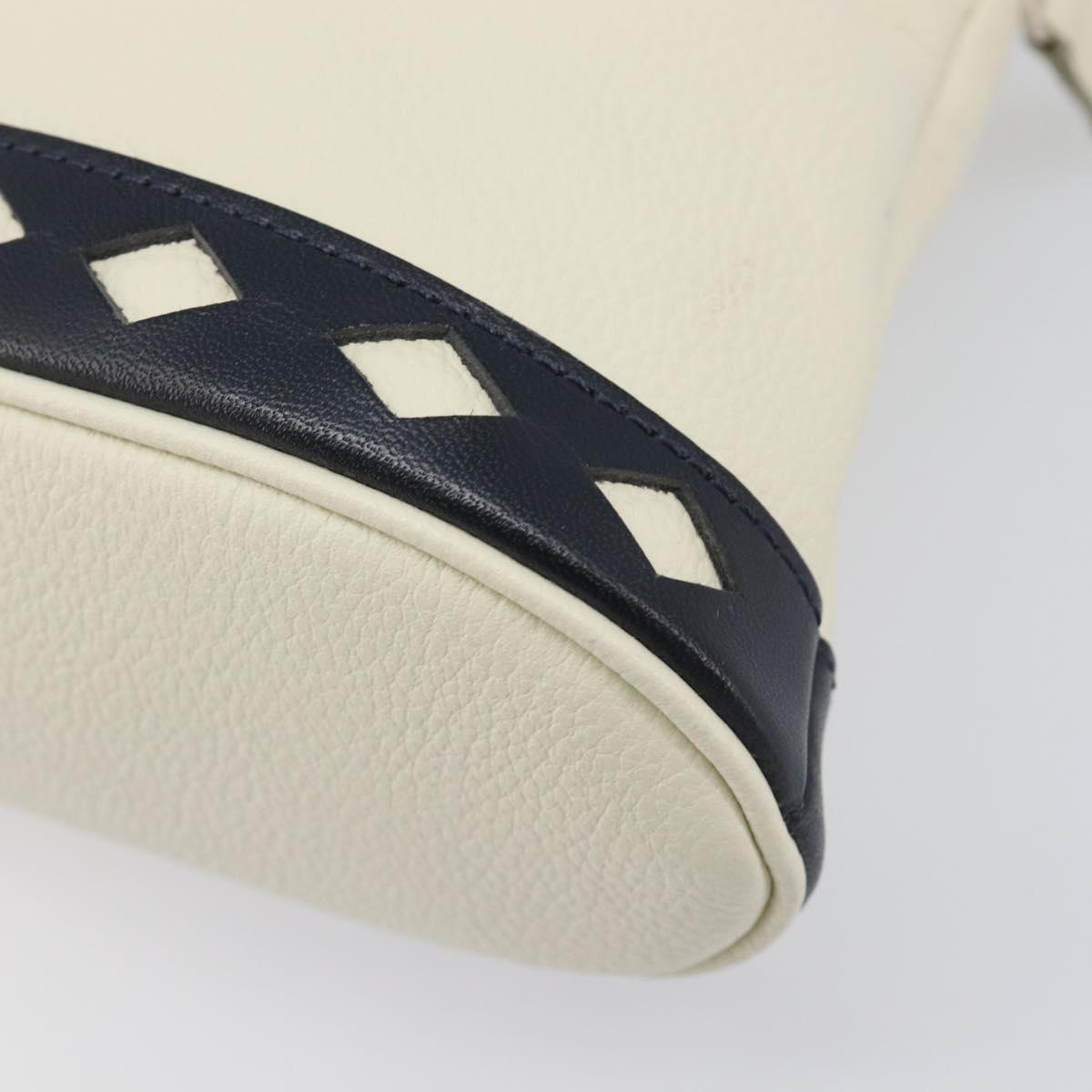 SAINT LAURENT Hand Bag Leather White Auth yk16838