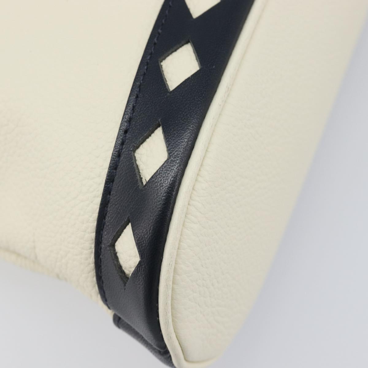 SAINT LAURENT Hand Bag Leather White Auth yk16838