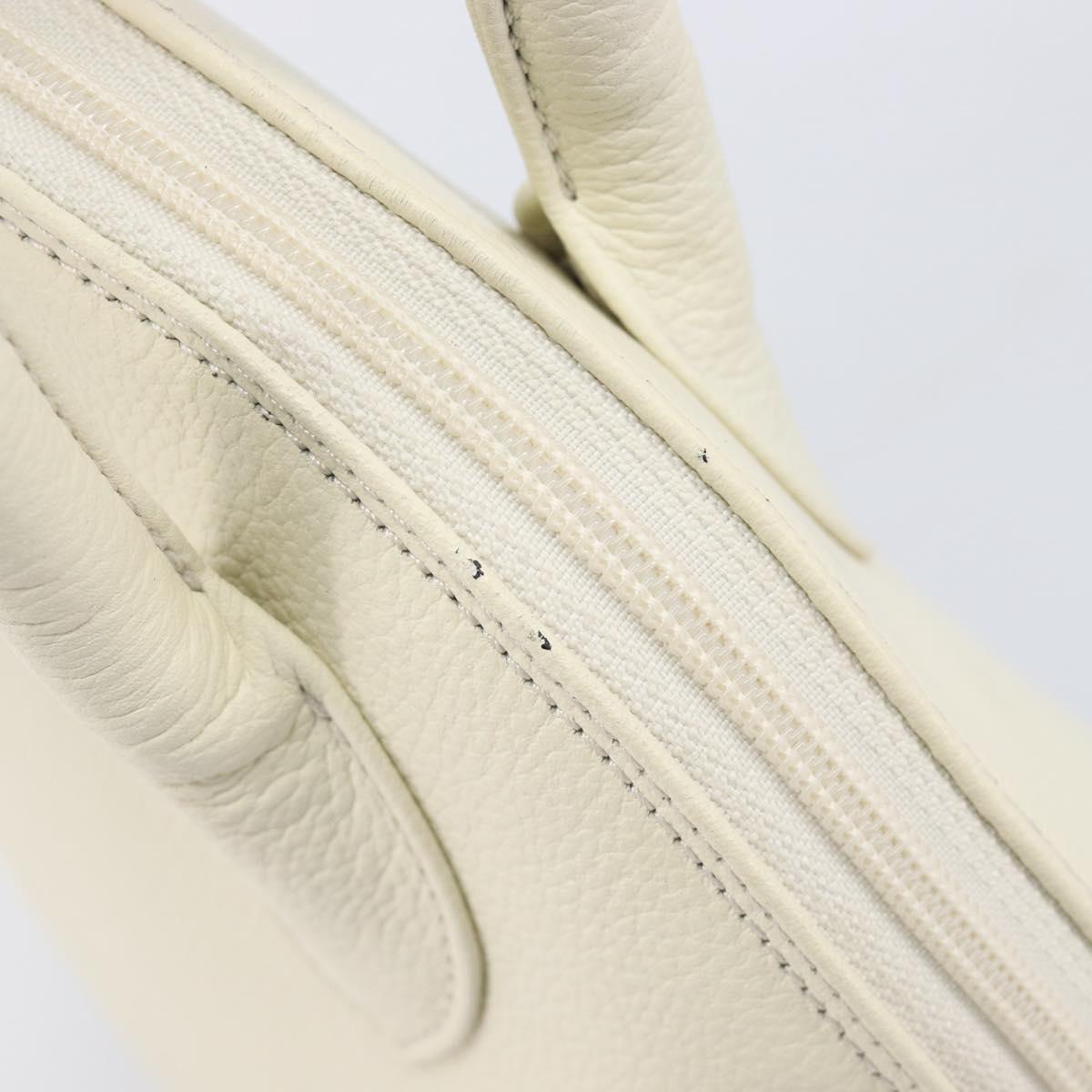 SAINT LAURENT Hand Bag Leather White Auth yk16838