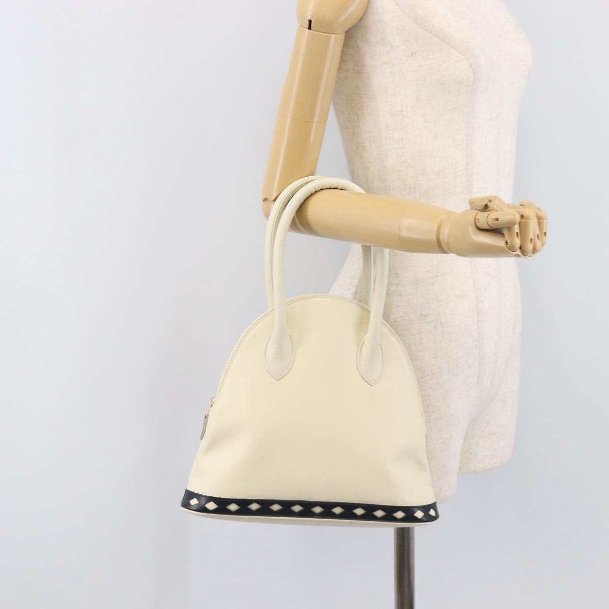 SAINT LAURENT Hand Bag Leather White Auth yk16838