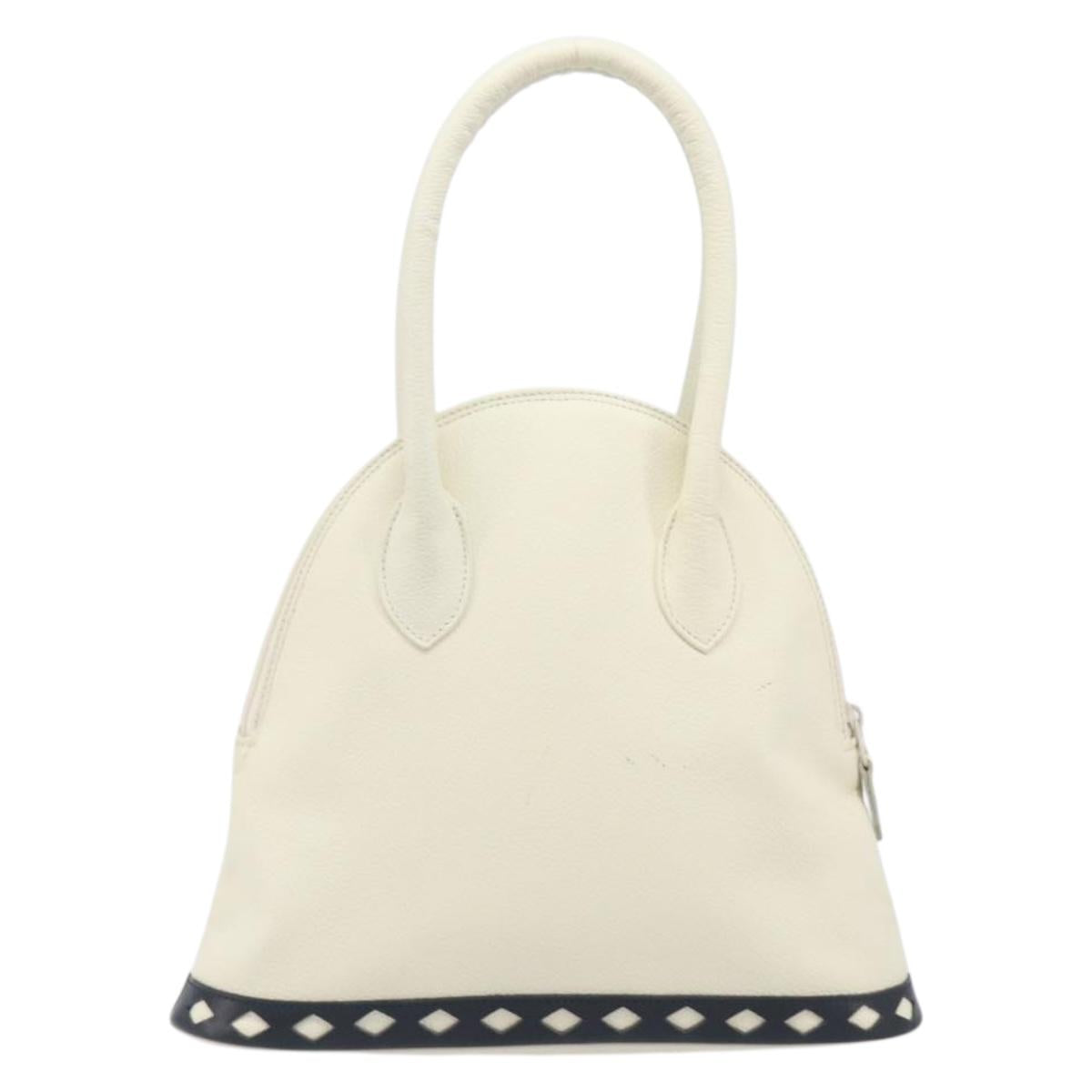 SAINT LAURENT Hand Bag Leather White Auth yk16838