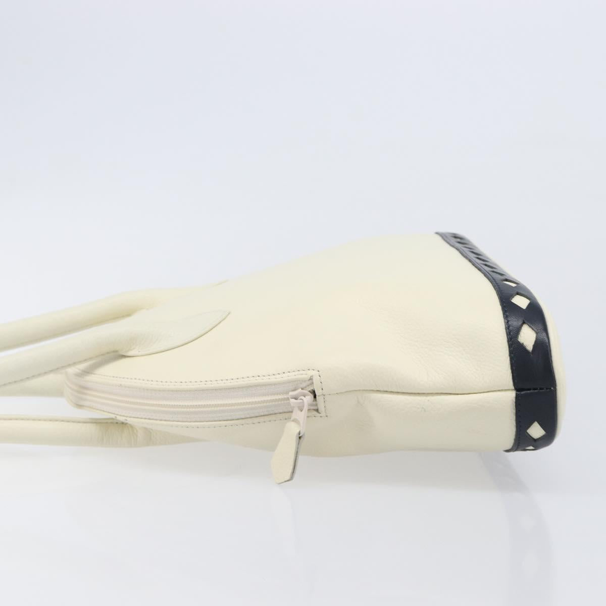 SAINT LAURENT Hand Bag Leather White Auth yk16838