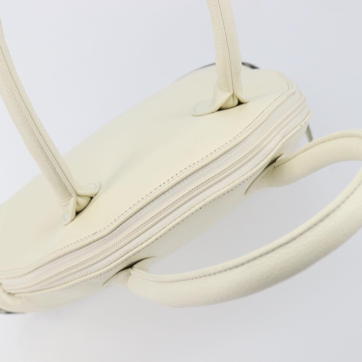 SAINT LAURENT Hand Bag Leather White Auth yk16838