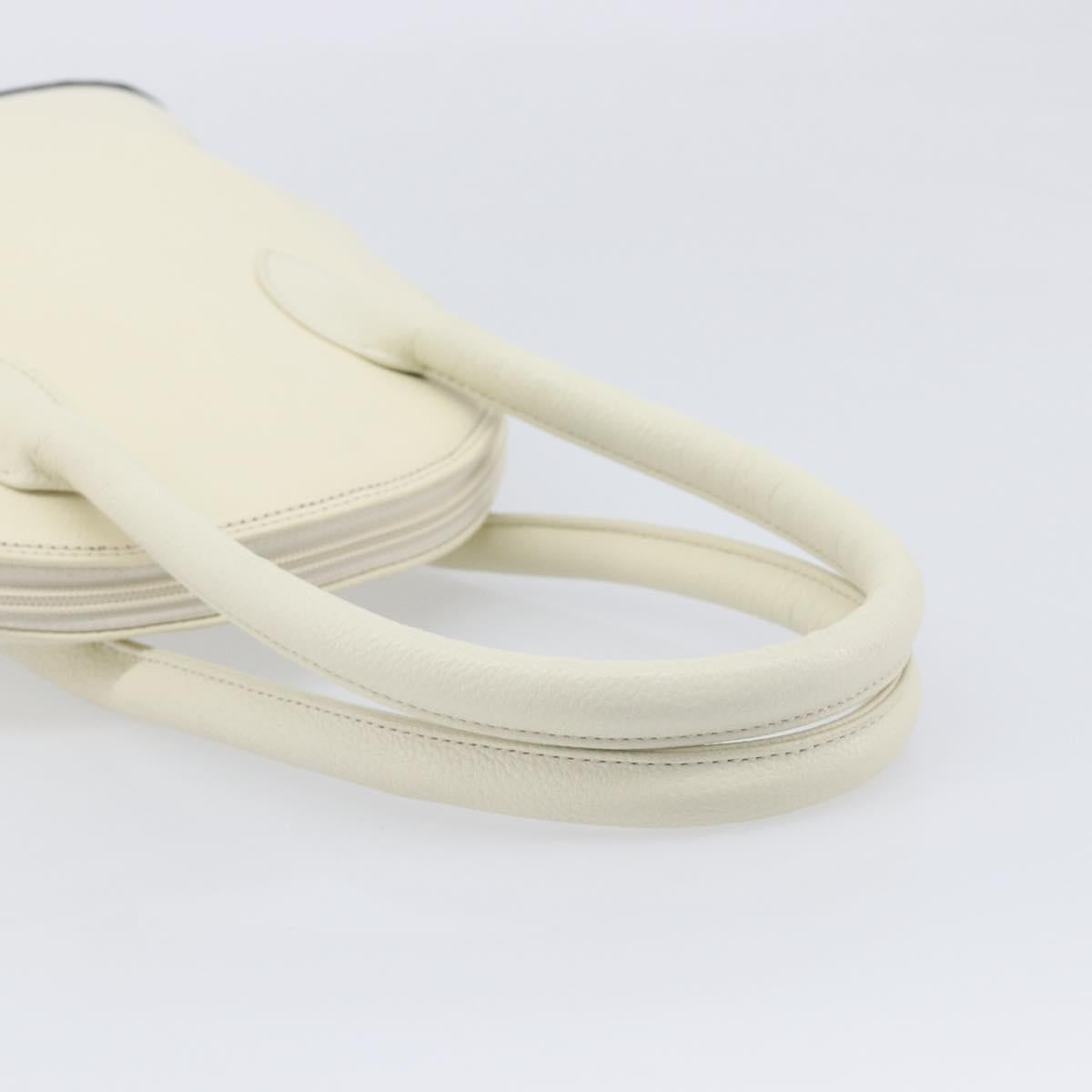SAINT LAURENT Hand Bag Leather White Auth yk16838