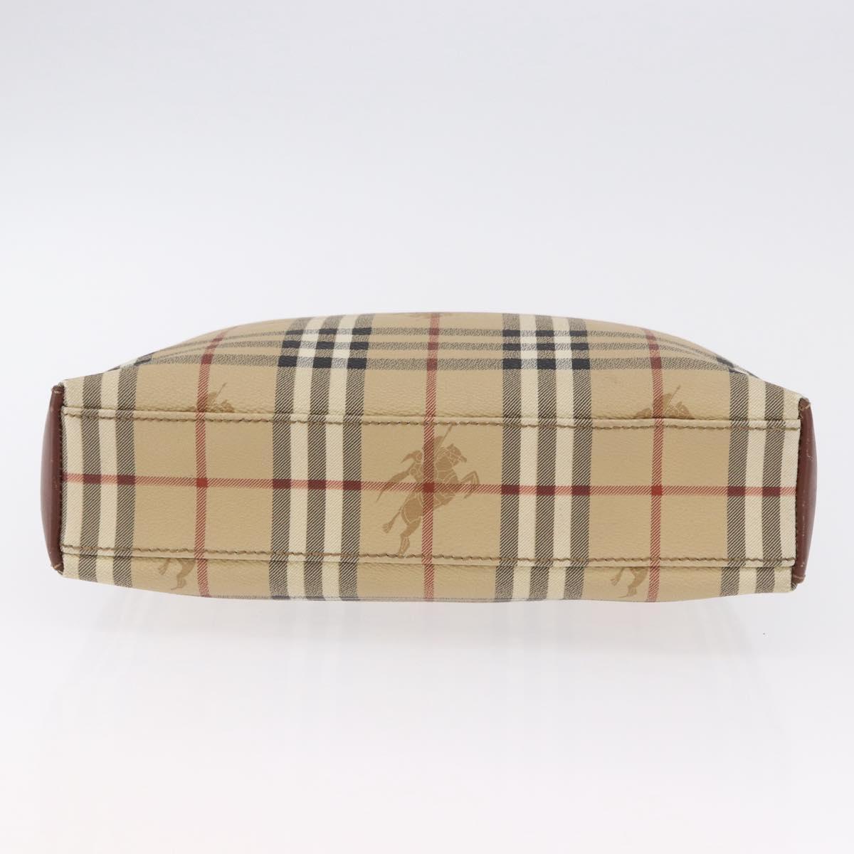 BURBERRY Nova Check Shoulder Bag PVC Leather Beige Auth yk16862