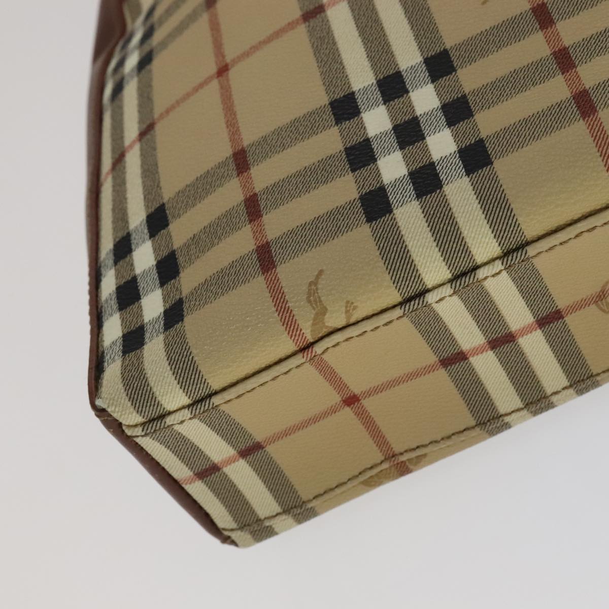 BURBERRY Nova Check Shoulder Bag PVC Leather Beige Auth yk16862