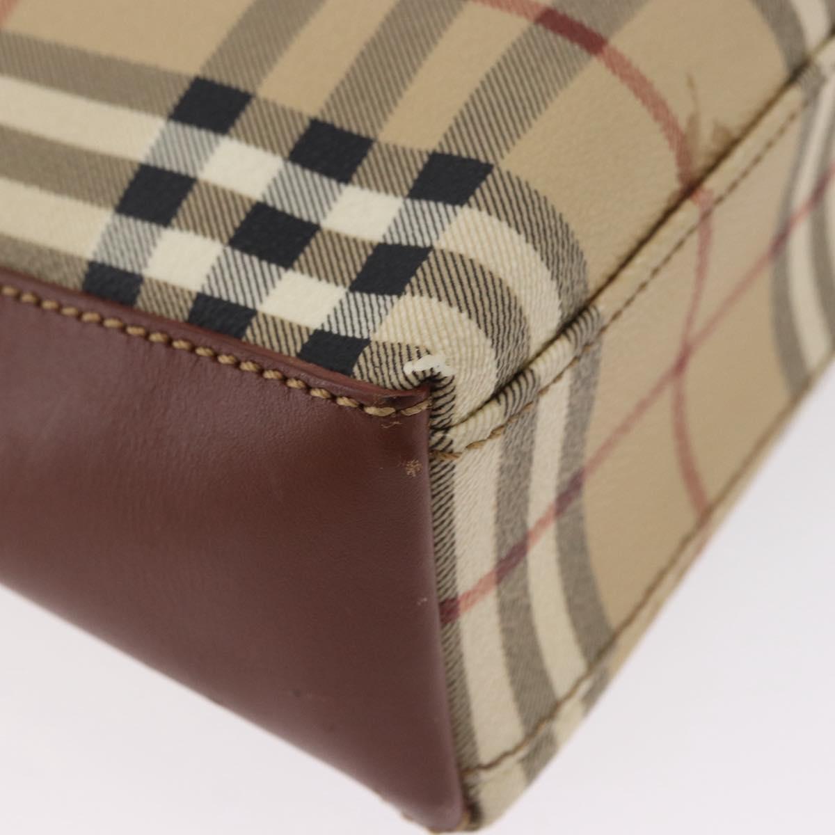 BURBERRY Nova Check Shoulder Bag PVC Leather Beige Auth yk16862