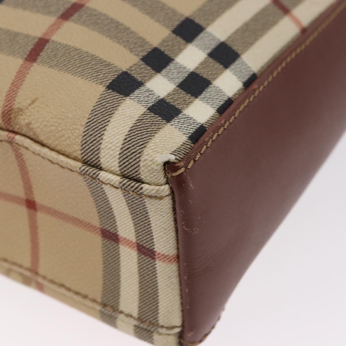 BURBERRY Nova Check Shoulder Bag PVC Leather Beige Auth yk16862