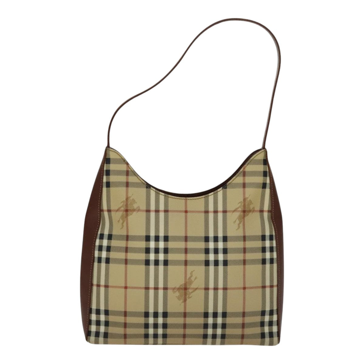 BURBERRY Nova Check Shoulder Bag PVC Leather Beige Auth yk16862