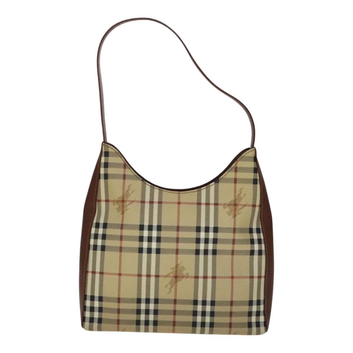 BURBERRY Nova Check Shoulder Bag PVC Leather Beige Auth yk16862